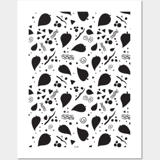 Leaf Doodle Seamless Surface Pattern Design Posters and Art